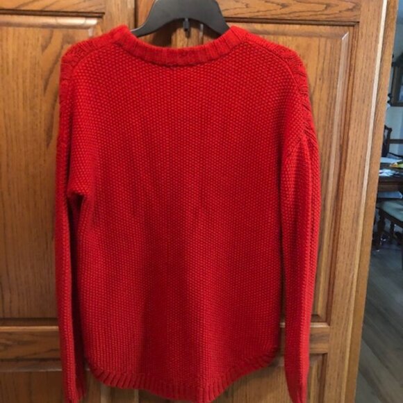 Merona Women's Red Cable knit long sleeved pullover Sweater Size S/P - Picture 2 of 4